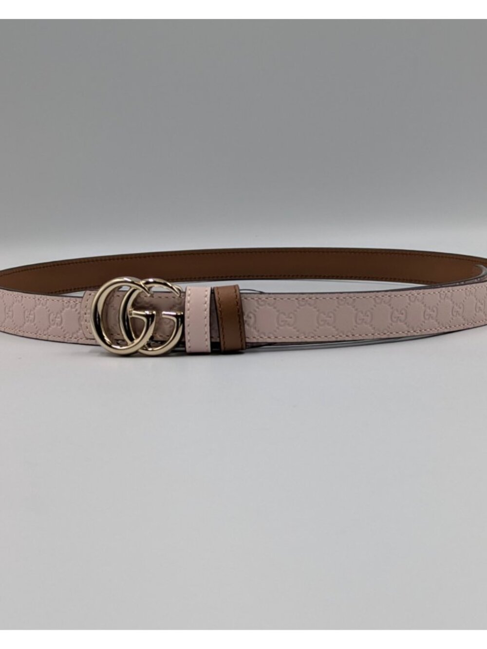 Gucci Women’s GG Marmont Reversible Thin Leather Belt Pink Brown 90cm 847132 - Picture 2 of 14